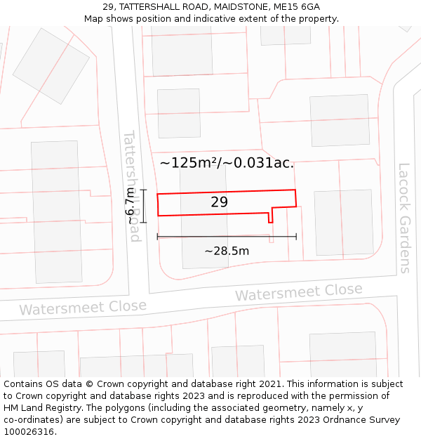 29, TATTERSHALL ROAD, MAIDSTONE, ME15 6GA: Plot and title map
