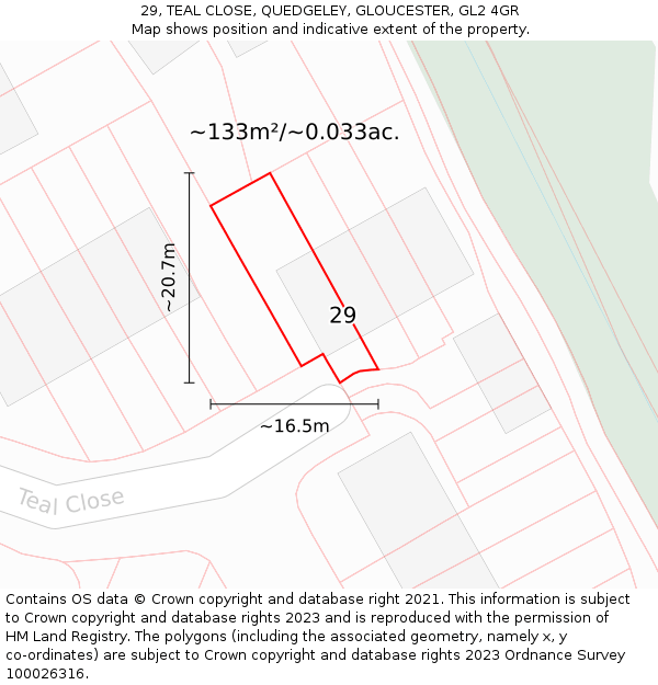 29, TEAL CLOSE, QUEDGELEY, GLOUCESTER, GL2 4GR: Plot and title map