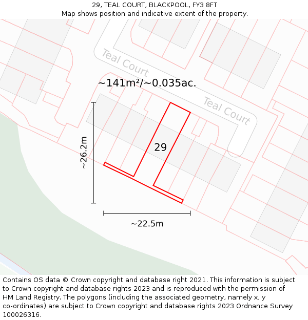 29, TEAL COURT, BLACKPOOL, FY3 8FT: Plot and title map