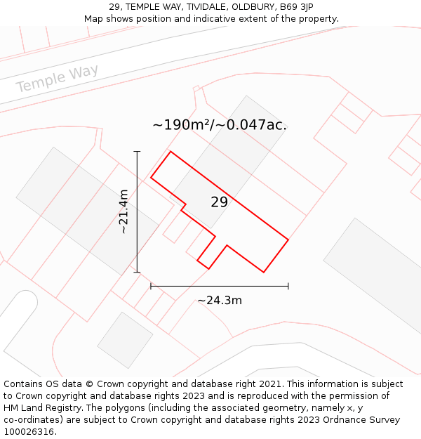 29, TEMPLE WAY, TIVIDALE, OLDBURY, B69 3JP: Plot and title map