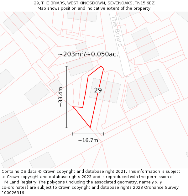 29, THE BRIARS, WEST KINGSDOWN, SEVENOAKS, TN15 6EZ: Plot and title map