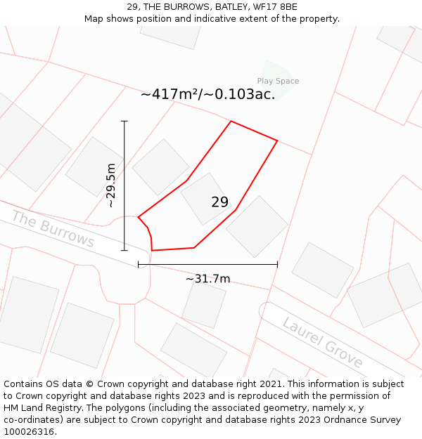 29, THE BURROWS, BATLEY, WF17 8BE: Plot and title map
