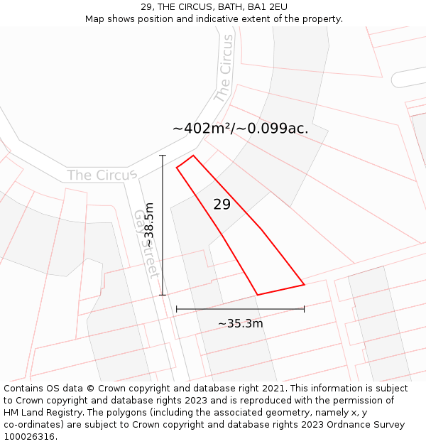 29, THE CIRCUS, BATH, BA1 2EU: Plot and title map