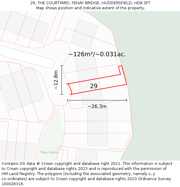 29, THE COURTYARD, FENAY BRIDGE, HUDDERSFIELD, HD8 0FT: Plot and title map
