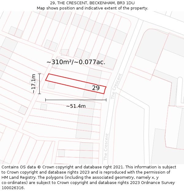 29, THE CRESCENT, BECKENHAM, BR3 1DU: Plot and title map