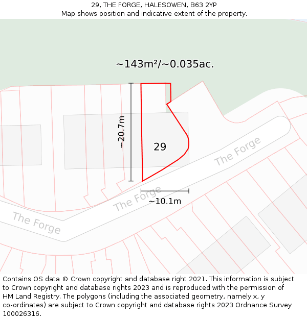 29, THE FORGE, HALESOWEN, B63 2YP: Plot and title map