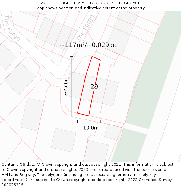 29, THE FORGE, HEMPSTED, GLOUCESTER, GL2 5GH: Plot and title map
