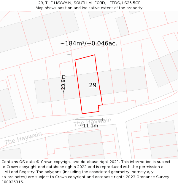 29, THE HAYWAIN, SOUTH MILFORD, LEEDS, LS25 5GE: Plot and title map