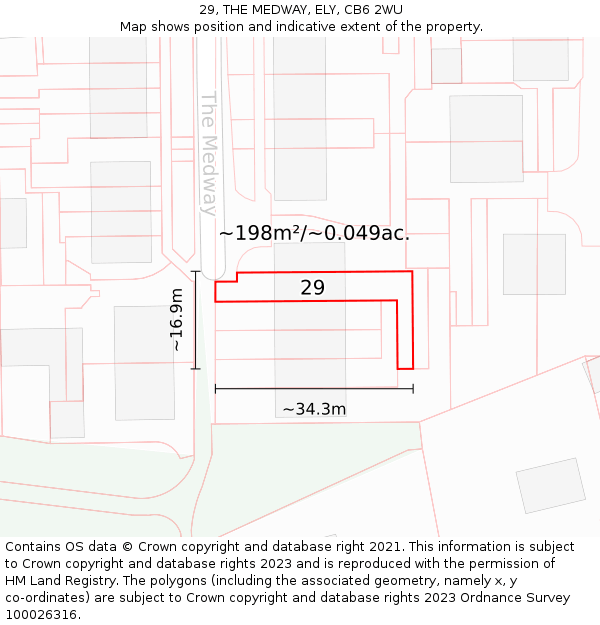 29, THE MEDWAY, ELY, CB6 2WU: Plot and title map