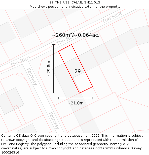 29, THE RISE, CALNE, SN11 0LG: Plot and title map