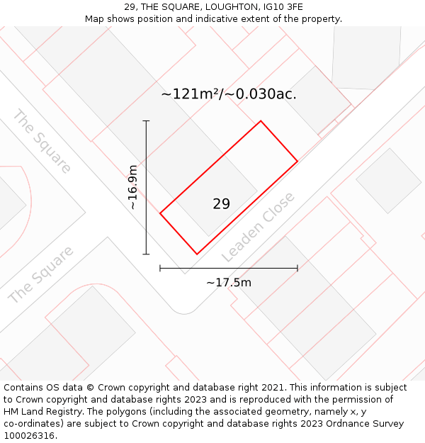 29, THE SQUARE, LOUGHTON, IG10 3FE: Plot and title map