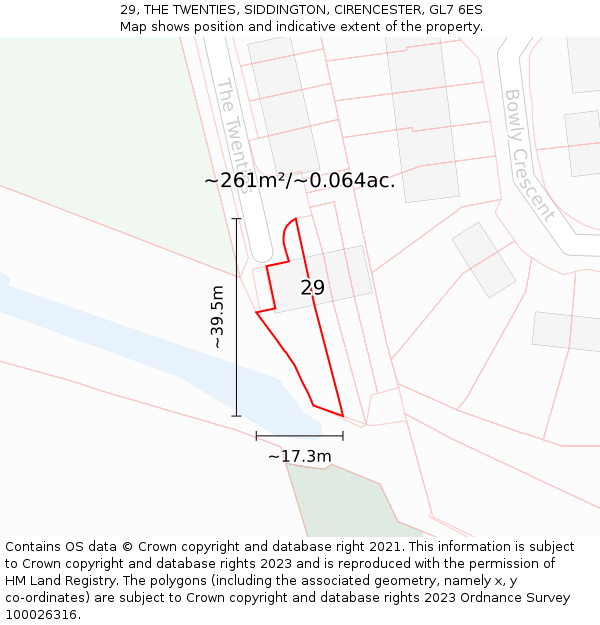 29, THE TWENTIES, SIDDINGTON, CIRENCESTER, GL7 6ES: Plot and title map