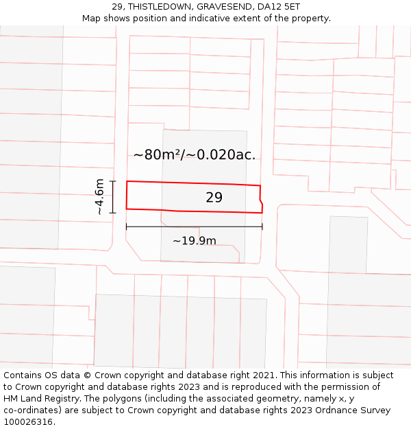 29, THISTLEDOWN, GRAVESEND, DA12 5ET: Plot and title map