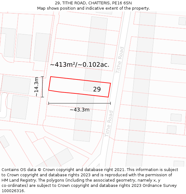 29, TITHE ROAD, CHATTERIS, PE16 6SN: Plot and title map