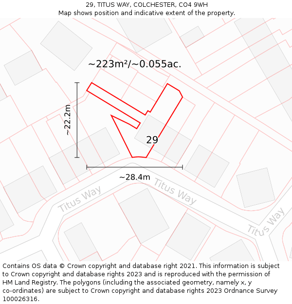 29, TITUS WAY, COLCHESTER, CO4 9WH: Plot and title map