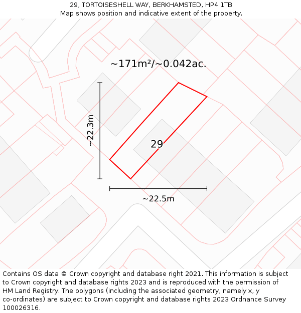 29, TORTOISESHELL WAY, BERKHAMSTED, HP4 1TB: Plot and title map