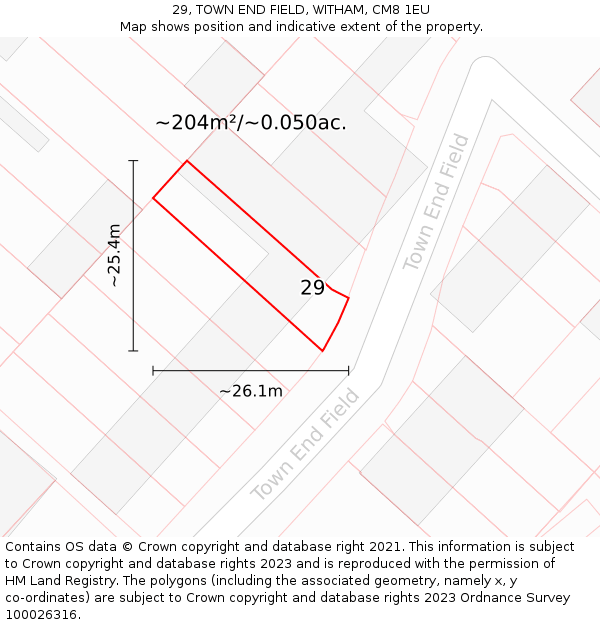 29, TOWN END FIELD, WITHAM, CM8 1EU: Plot and title map