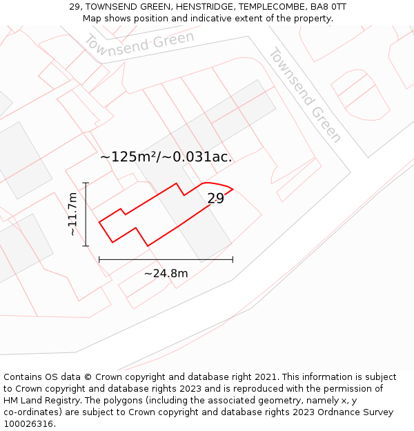29, TOWNSEND GREEN, HENSTRIDGE, TEMPLECOMBE, BA8 0TT: Plot and title map