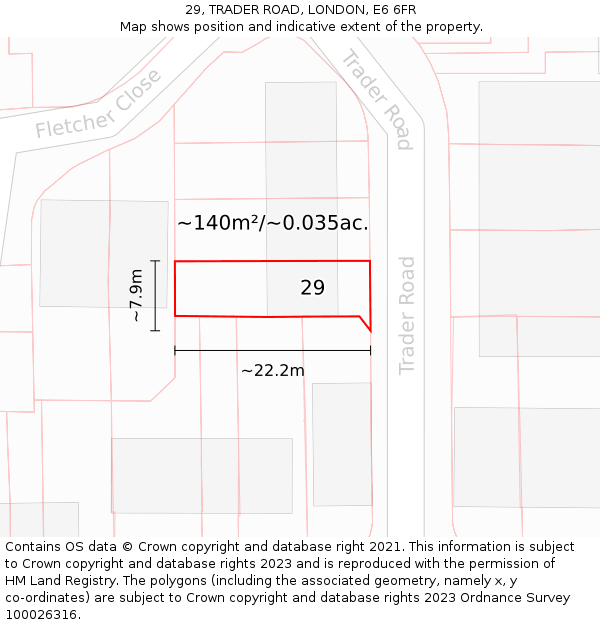 29, TRADER ROAD, LONDON, E6 6FR: Plot and title map