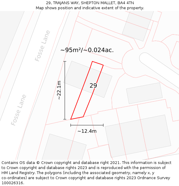 29, TRAJANS WAY, SHEPTON MALLET, BA4 4TN: Plot and title map
