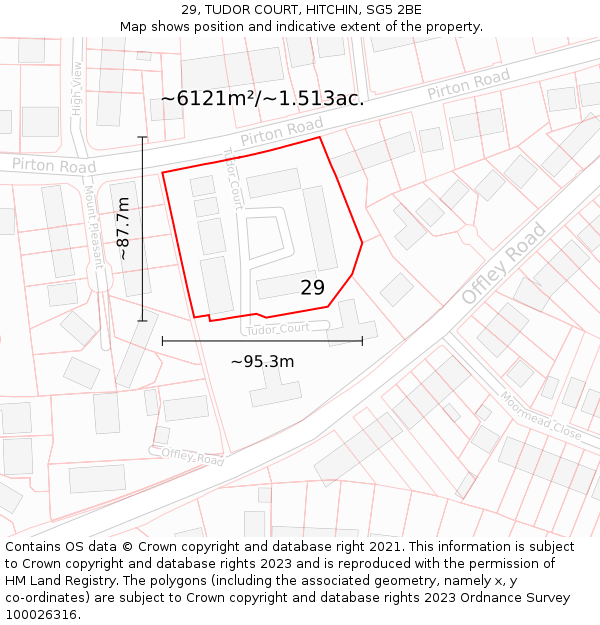 29, TUDOR COURT, HITCHIN, SG5 2BE: Plot and title map