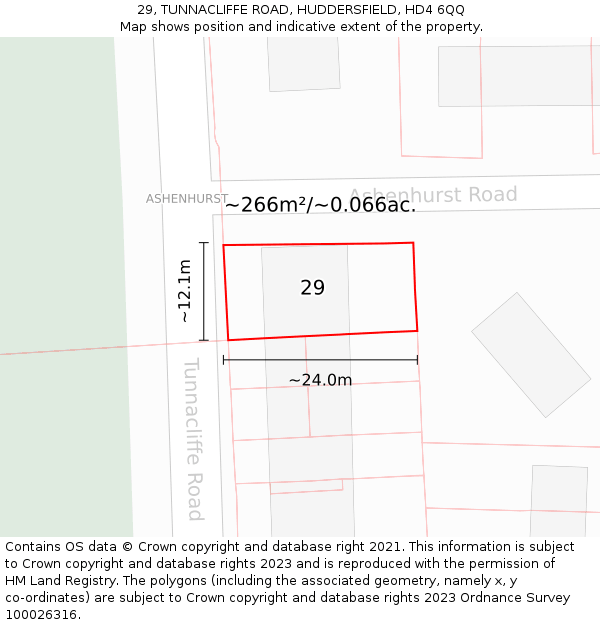 29, TUNNACLIFFE ROAD, HUDDERSFIELD, HD4 6QQ: Plot and title map