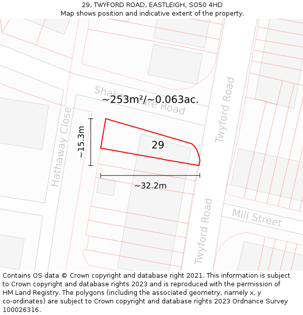 29, TWYFORD ROAD, EASTLEIGH, SO50 4HD: Plot and title map