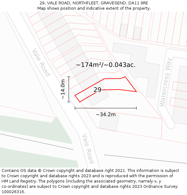29, VALE ROAD, NORTHFLEET, GRAVESEND, DA11 9RE: Plot and title map