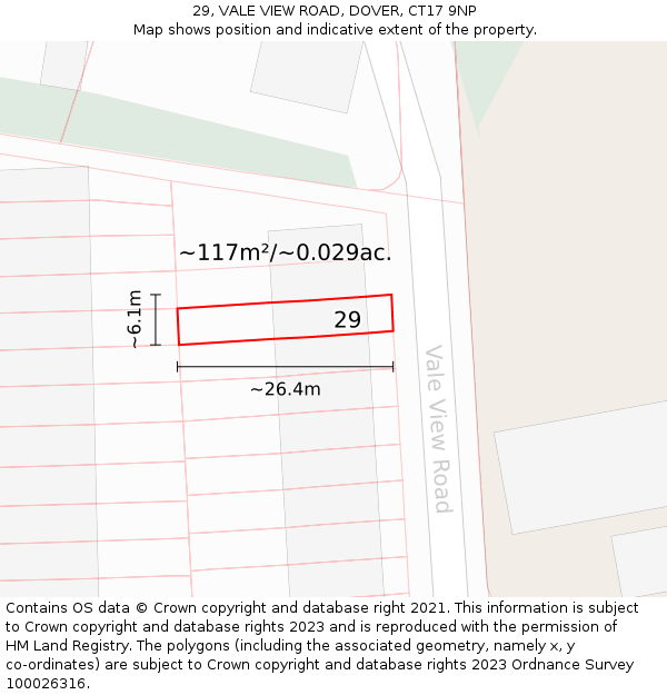 29, VALE VIEW ROAD, DOVER, CT17 9NP: Plot and title map