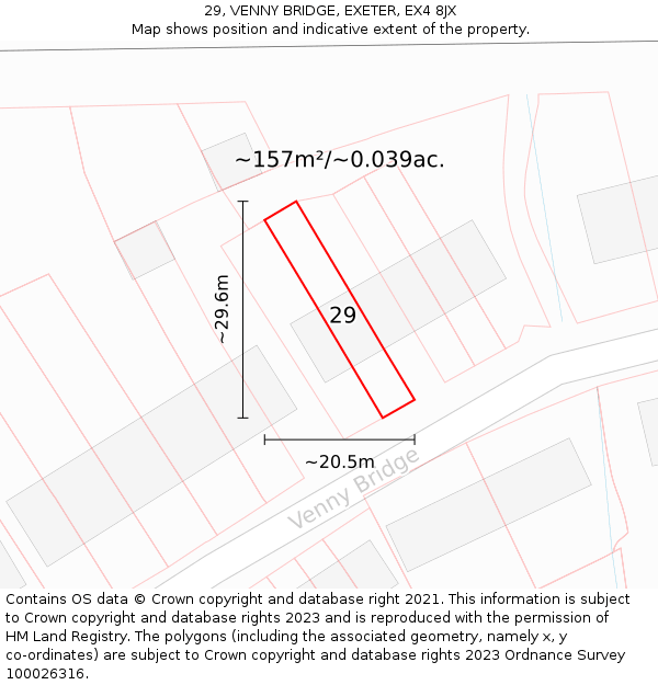 29, VENNY BRIDGE, EXETER, EX4 8JX: Plot and title map