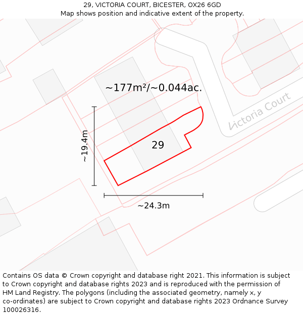 29, VICTORIA COURT, BICESTER, OX26 6GD: Plot and title map