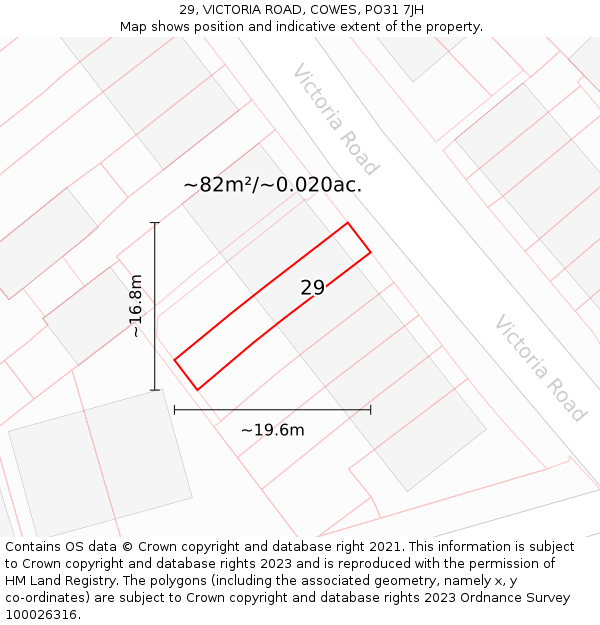 29, VICTORIA ROAD, COWES, PO31 7JH: Plot and title map