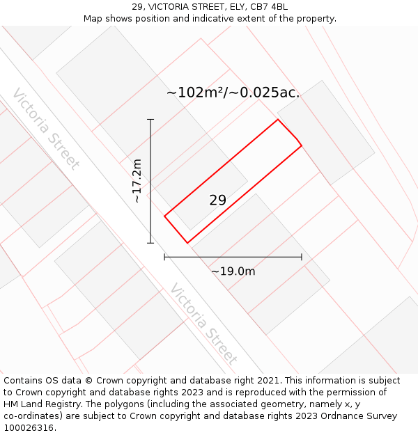 29, VICTORIA STREET, ELY, CB7 4BL: Plot and title map