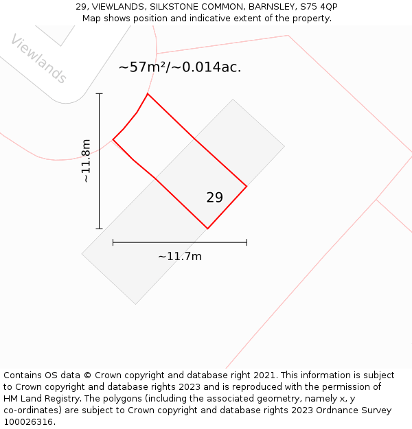 29, VIEWLANDS, SILKSTONE COMMON, BARNSLEY, S75 4QP: Plot and title map