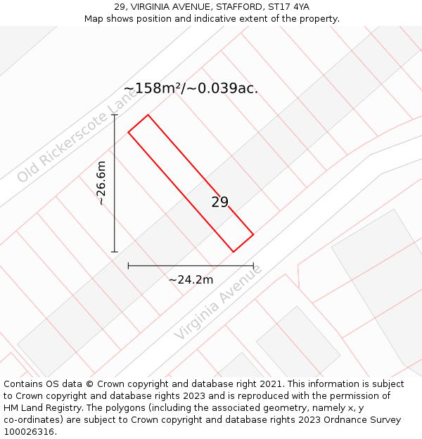 29, VIRGINIA AVENUE, STAFFORD, ST17 4YA: Plot and title map