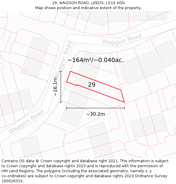 29, WAGGON ROAD, LEEDS, LS10 4GN: Plot and title map