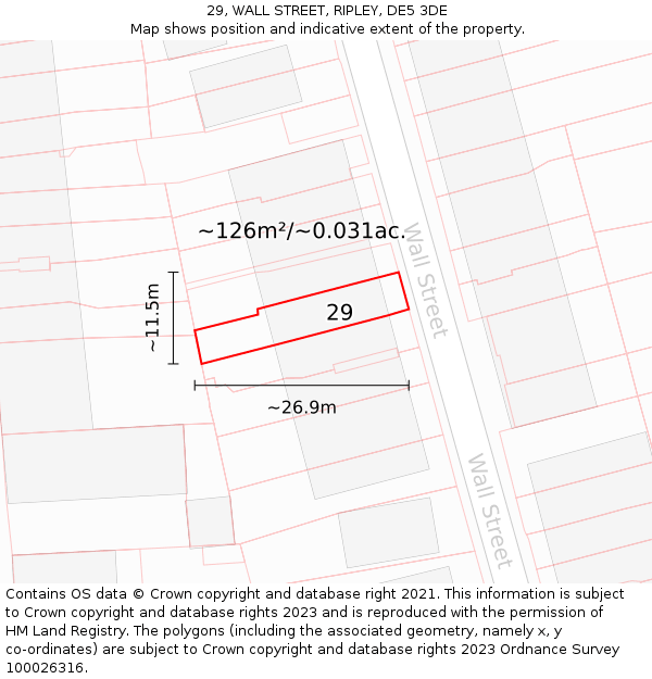 29, WALL STREET, RIPLEY, DE5 3DE: Plot and title map