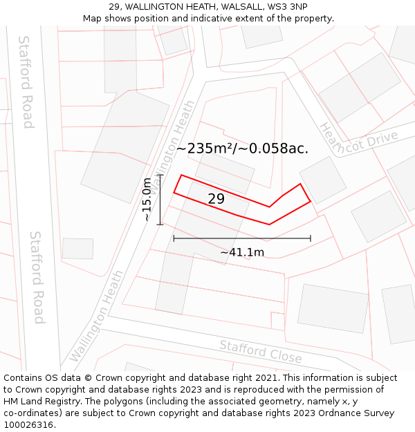 29, WALLINGTON HEATH, WALSALL, WS3 3NP: Plot and title map