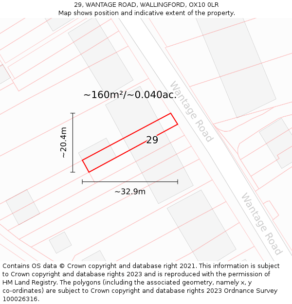 29, WANTAGE ROAD, WALLINGFORD, OX10 0LR: Plot and title map