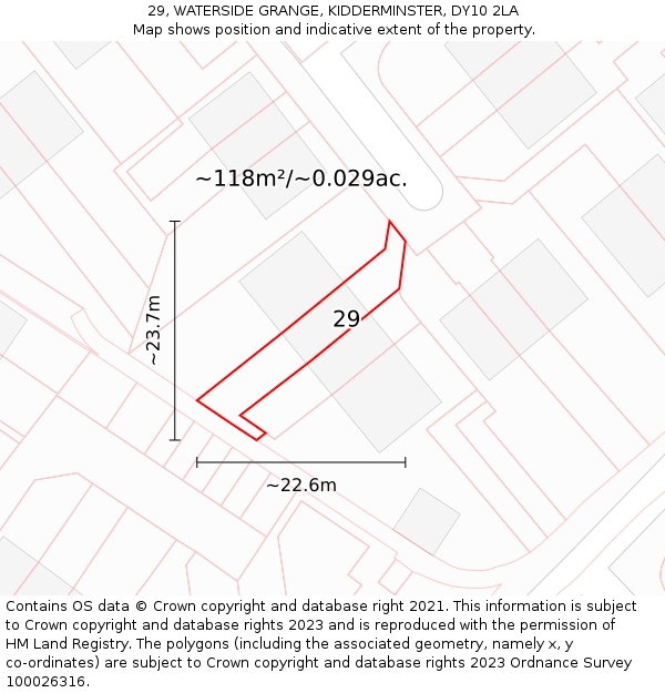 29, WATERSIDE GRANGE, KIDDERMINSTER, DY10 2LA: Plot and title map