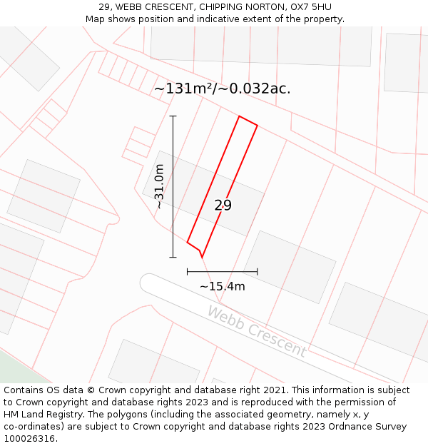29, WEBB CRESCENT, CHIPPING NORTON, OX7 5HU: Plot and title map