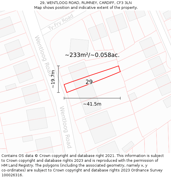 29, WENTLOOG ROAD, RUMNEY, CARDIFF, CF3 3LN: Plot and title map