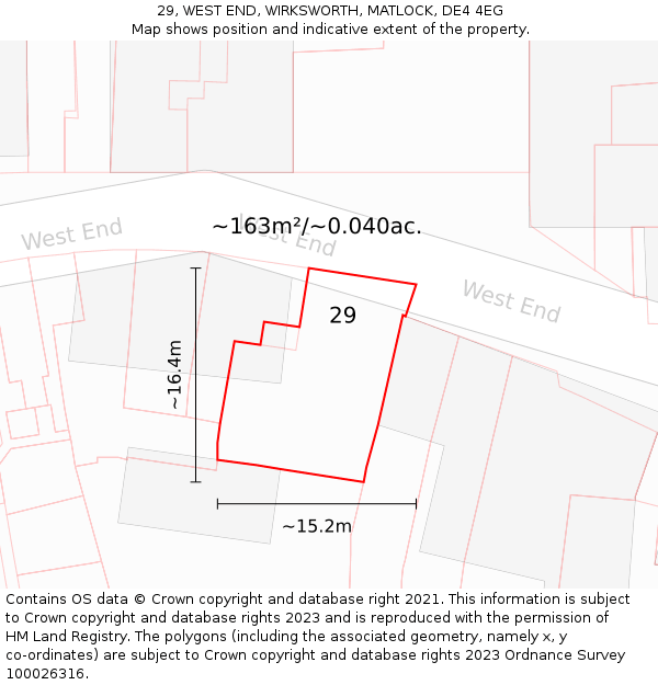 29, WEST END, WIRKSWORTH, MATLOCK, DE4 4EG: Plot and title map
