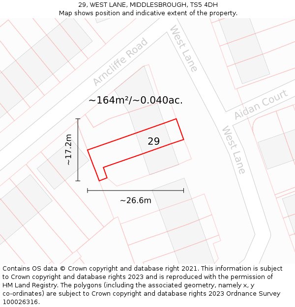 29, WEST LANE, MIDDLESBROUGH, TS5 4DH: Plot and title map