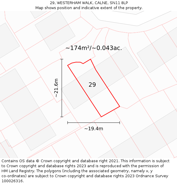 29, WESTERHAM WALK, CALNE, SN11 8LP: Plot and title map