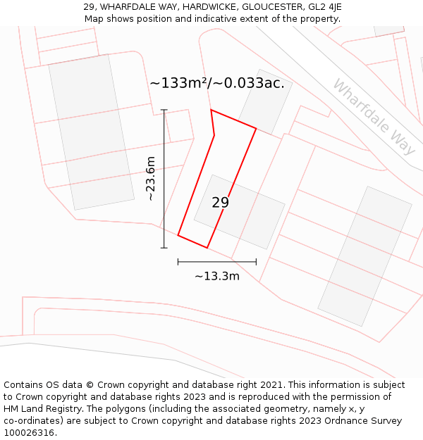 29, WHARFDALE WAY, HARDWICKE, GLOUCESTER, GL2 4JE: Plot and title map