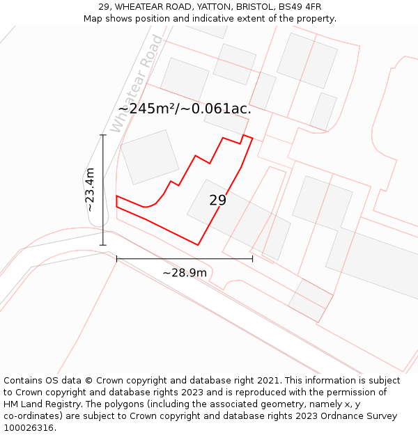 29, WHEATEAR ROAD, YATTON, BRISTOL, BS49 4FR: Plot and title map