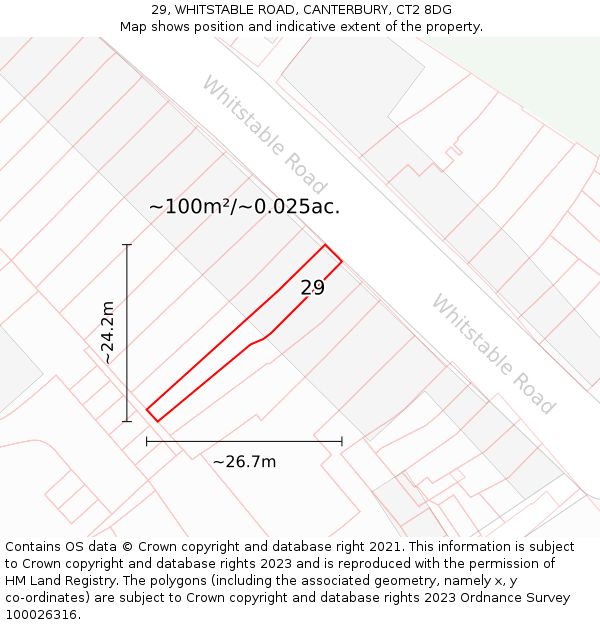 29, WHITSTABLE ROAD, CANTERBURY, CT2 8DG: Plot and title map