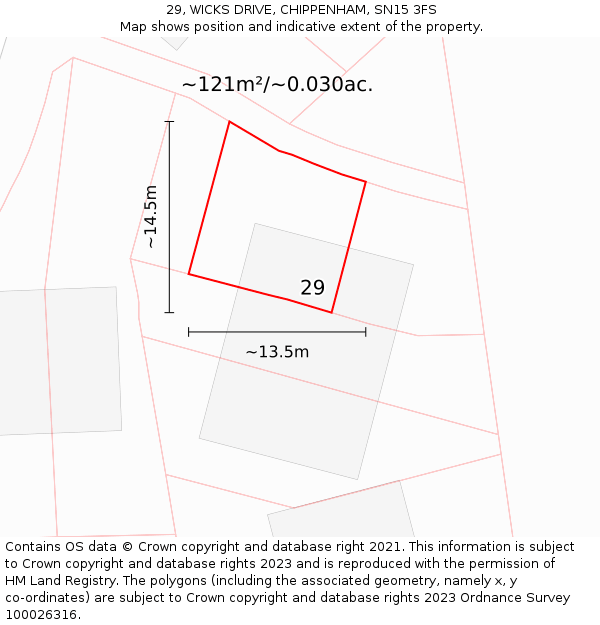 29, WICKS DRIVE, CHIPPENHAM, SN15 3FS: Plot and title map