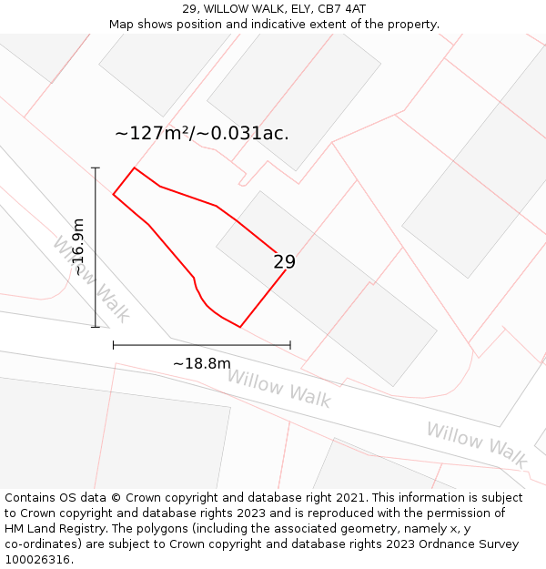 29, WILLOW WALK, ELY, CB7 4AT: Plot and title map